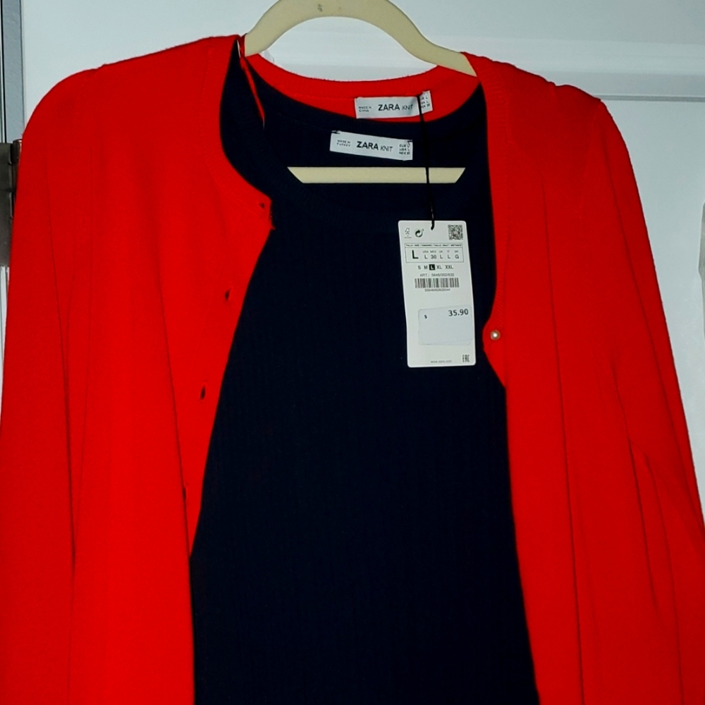 Zara Knit Sleeveless Dress and Cardigan Sweater